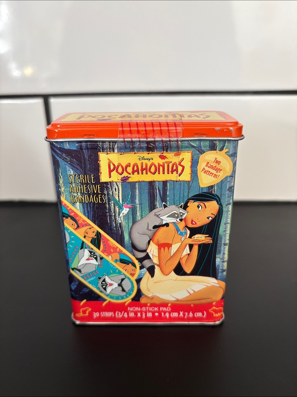 Vintage 90’s Disney's Pocahontas Bandages & Tin NWT